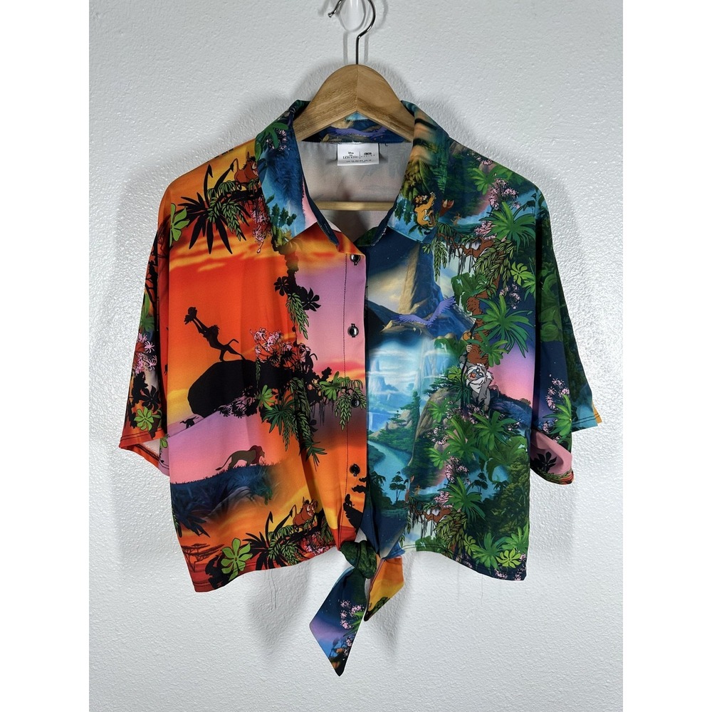 Disney Lion King Button Shirt Womens 12 Multicolor ASOS Design Tie Front